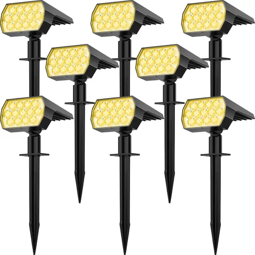 Miniatura 16 de Focos solares para exteriores, cambio de color, 7 modos/14 luces LED solares para exteriores, impermeables, RGB multicolor, luces solares