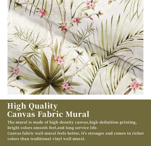 Miniatura 7 de Zeeko Murales de pared botánicos vintage para despegar y pegar, 59 pulgadas de ancho x 110 pulgadas de alto, papel tapiz floral de árbol beige
