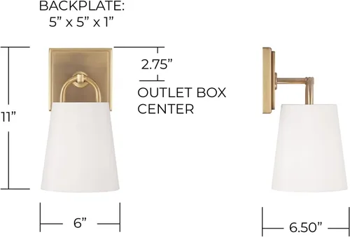 Miniatura 6 de Capital Lighting 649411MB Brody - Aplique de pared de tela blanca de transición, 1 luz de 100 vatios, 11 pulgadas de alto x 7 pulgadas de ancho
