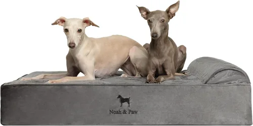 Miniatura 40 de NOAH & PAW Cama para perro, 28x23x7.5 pulgadas, camas ortopédicas para perros de tamaño mediano, espuma viscoelástica tipo cáscara de huevo Cuero