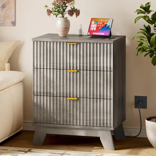 Miniatura 52 de BORNOON Cómoda alta de 46" para dormitorio, cómoda de 6 cajones acanalados, cómoda moderna de madera con almacenamiento profundo, correderas