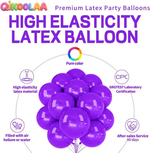 Miniatura 2 de 32 piezas de globos grandes morados de 18 pulgadas, globos redondos grandes de látex para decoración de cumpleaños y bodas. (morado)