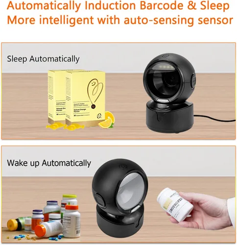 Miniatura 6 de NetumScan Escáner de código de barras omnidireccional automático de escritorio, lector de código de barras QR con cable USB manos libres, detección