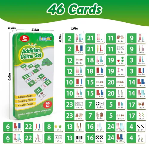 Miniatura 5 de Kasfalci Juego de dominó adicional, juegos de matemáticas para niños, manipuladores de matemáticas, juguetes de conteo, juegos de aprendizaje
