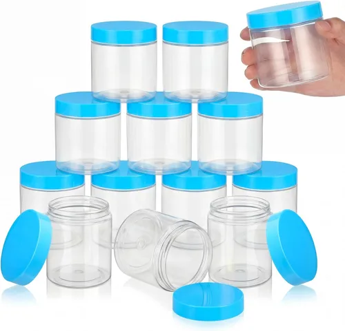 Miniatura 40 de SATINIOR Paquete de 12 frascos de plástico con tapas, frascos redondos para cosméticos de viaje, para artículos de tocador, loción, crema