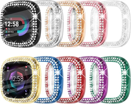 Miniatura 20 de CHANCHY Paquete de 10 fundas protectoras de pantalla compatibles con Fitbit Versa 2, funda protectora completa de TPU suave cubierta parachoques