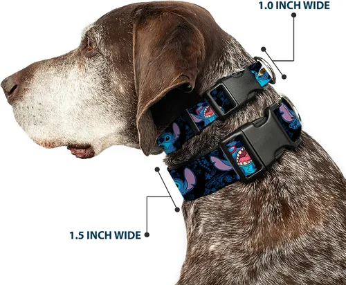 Miniatura 2 de Buckle-Down Stitch Snacking Poses - Collar de clip de plástico negro/azul, multicolor, 1 pulgada de ancho, se adapta a cuello de 9-15 pulgadas