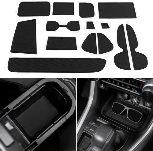 TOPINSTALL Revestimientos de varios colores compatibles con Toyota RAV4 2019-2025 y RAV4 Prime 2021-2025, inserto para portavasos antipolvo, tapete