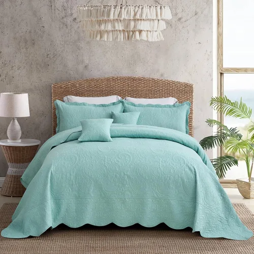 Miniatura 23 de Colcha extragrande King de 128 x 120 pulgadas, extra ancha, diseño de patrón paisley, funda de cama ligera, reversible, 5 piezas, 100% microfibra, 1