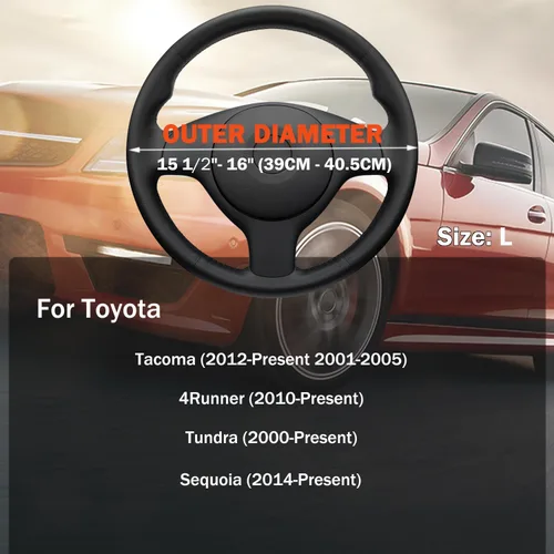 Miniatura 9 de XHRING Funda para volante de automóvil para Toyota Tacoma 2012-2025 Tundra 2000-2025 4Runner 10-2025 Sequoia 14-2025 2/4 puertas SR5 Trail Limited