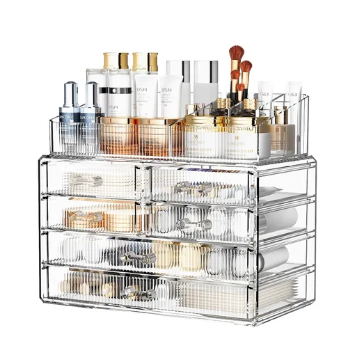 Miniatura 12 de ZHIAI Organizador Cosmético Apilable, Organizador Cosmético de Acrílico para Cómoda, Tocador, Gabinete de Cocina, Baño, Debajo del Fregadero