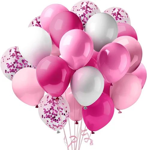 Miniatura 12 de KatchOn, Juego de 60 globos rosa cromado, 12 pulgadas, paquete de 2 Decoración de fiesta rosa Decoraciones de cumpleaños de princesa para mujer