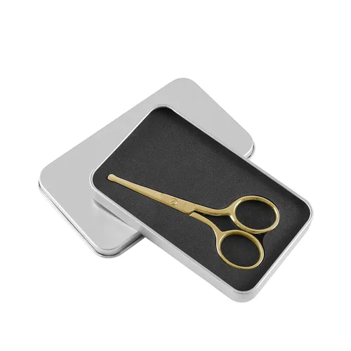Miniatura 5 de LIVINGO Tijeras profesionales para vello nasal, multiusos, de acero inoxidable, punta redondeada, hoja recta, vello facial, barba, cejas, recorte