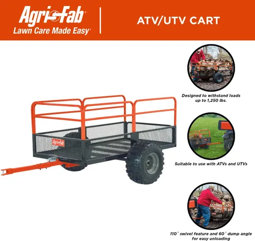 Miniatura 3 de Agri-Fab Inc 45-0554, carro de volteo de acero para ATV/UTV de 1,250 libras, naranja/negro