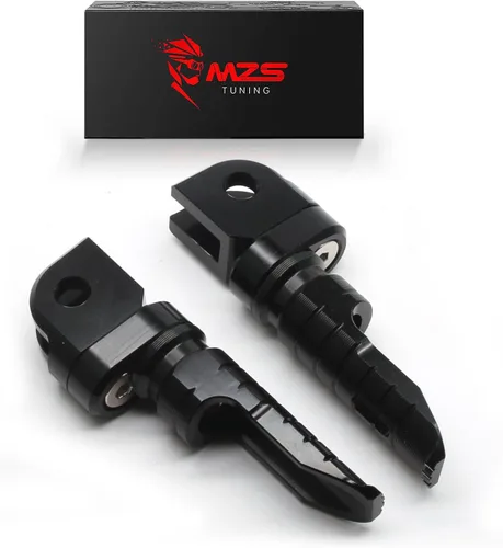 MZS Estriberas de motocicleta compatibles con ZX4R ZX4RR ZX25R EX 400 Z400 2018-2025, estriberas delanteras ajustables para pedal, color negro CNC