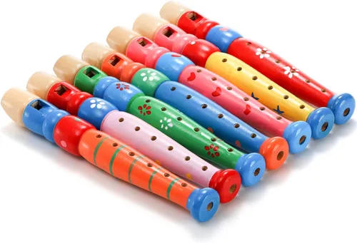 Miniatura 2 de Foraineam 7 piezas pequeñas grabadoras de madera instrumento musical flauta de madera, colorido Piccolo Woodwind música rítmica grabador