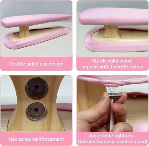 Miniatura 5 de Tabla de planchar de manga a medida, taburete de planchado de algodón acolchado de dos caras con funda extraíble, asistente profesional de prensado