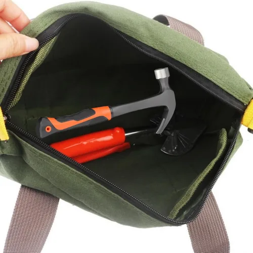 Miniatura 7 de BLIRITEL Bolsa de herramientas de boca ancha de 14 pulgadas, bolsa de almacenamiento de herramientas de lona resistente, bolsa de gran capacidad
