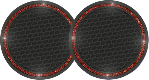 Miniatura 12 de yousheng 2 posavasos brillantes para automóvil, inserto universal para vehículo, inserto de silicona antideslizante de diamantes de imitación