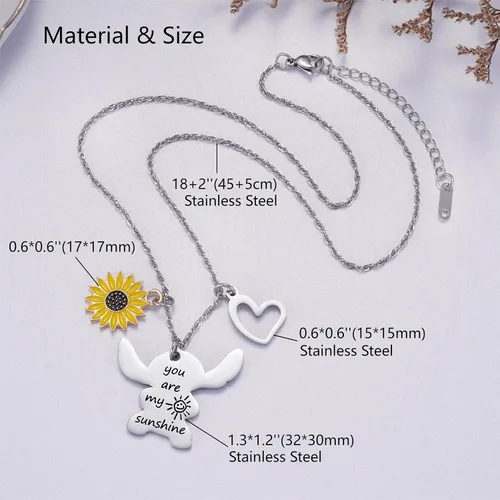 Miniatura 2 de Ralukiia - Collar con la frase "Ohana mean family", llavero con forma de Stitch, regalos de joyería para niños y niñas