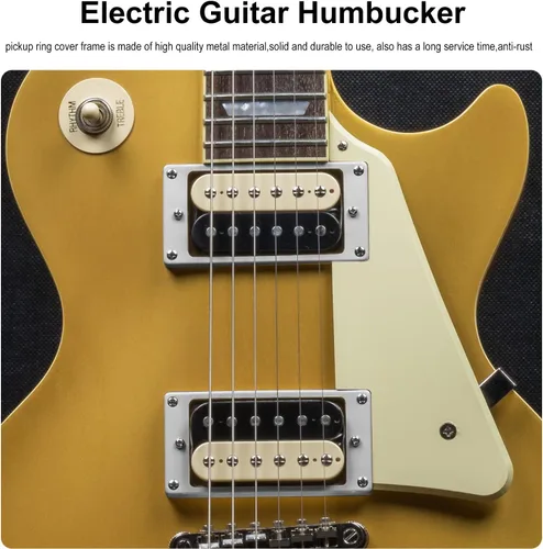 Miniatura 3 de MAXCHEER Anillo de recogida Humbucker plano de hierro de metal para reemplazo de guitarra eléctrica (cromo)