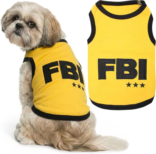 Miniatura 16 de Camiseta para Perro Parisian Pet - Camiseta Bordada FBI - 100% Algodón, Ropa Transpirable para Perros - Chaleco para Mascotas Sin Mangas - Camisas