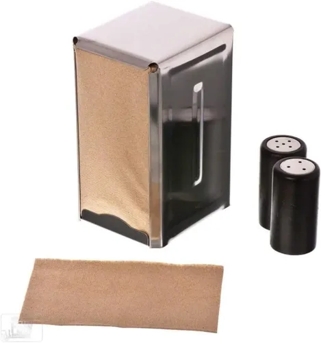 Miniatura 3 de TrueCraftware - Juego de 2 dispensadores de servilletas de acero inoxidable de doble cara con acabado pulido de 3-3/4 x 4-1/2 x 7-1/2 pulgadas