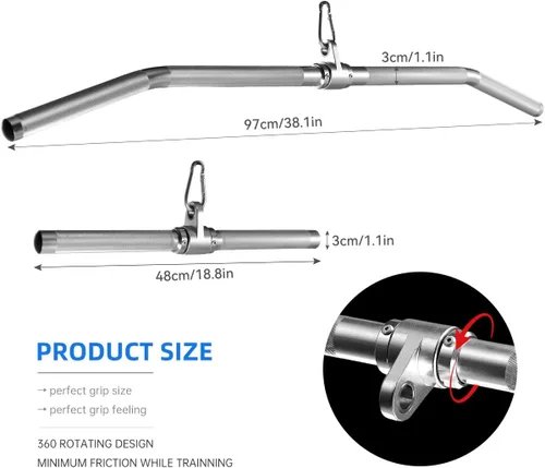 Miniatura 2 de Accesorio para máquina de cable, barra de tracción LAT, barra recta de tríceps de aluminio ligera, barra V, accesorios de tracción LAT, accesorios