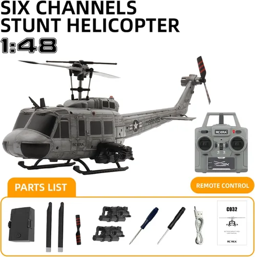 Miniatura 2 de RC ERA C032 UH1Huey Helicóptero RC, un clic de vuelo invertido TOF de flujo óptico estabilizado, 6CH 2.4G helicóptero de control remoto para adultos