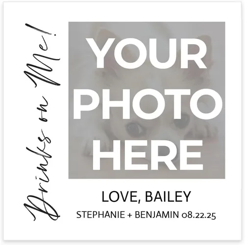 Servilletas personalizadas para bebidas "On Me" con foto de mascota / 100 servilletas personalizadas para cóctel de boda con imagen de perro o gato