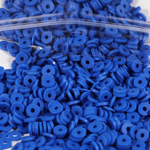 Miniatura 29 de 2000 cuentas de arcilla negra cian para hacer pulseras, cuentas planas redondas de arcilla polimérica de 0.236 pulgadas (0.236 in), cuentas Heishi