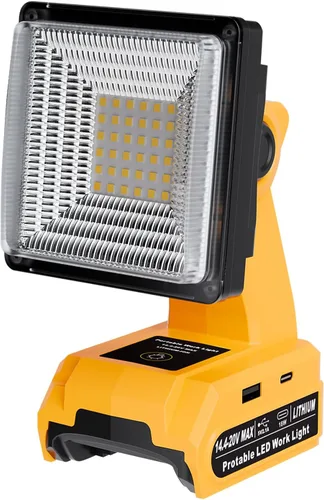 DTEZTECH Luz de trabajo LED para batería Dewalt de 20 V máximo, luz de inundación portátil inalámbrica de 25 W 1500 LM con cabezal giratorio de 90°,