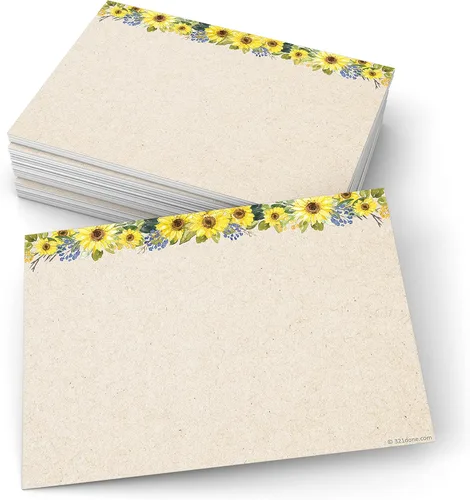 Miniatura 10 de 321Done Tarjetas de índice de girasol floral, (50) tarjetas de papel kraft de 4 x 6 pulgadas, en blanco, sin líneas, para estudiar, aprender