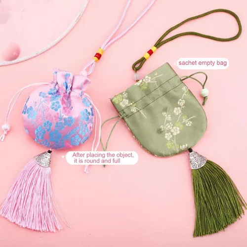Miniatura 3 de Petunny 10 bolsitas chinas, con cordón, bolsa de brocado para joyas, brocado de seda, doble capa, con cordón, bolsa de regalo, para manualidades