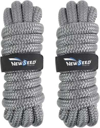 Miniatura 9 de MALZE-NEWSEED Líneas de Amarre Paquete de 2 de 5/8" x 25' Cuerda de Barco de Nailon Trenzado Doble con Ojales de 15", Líneas de Amarre de Grado