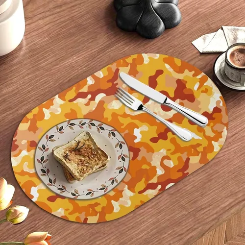 Miniatura 2 de Autumn Placemats Set of 2 Waterproof Wipeable 12X18 Inch Faux Leather Non Slip Heat Resistant Mats for Thanksgiving Dinner Outdoor Decor
