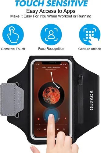 Miniatura 5 de Brazalete para correr con funda para auriculares y ranura para tarjetas, soporte para teléfono para iPhone 17 16 15 14 Pro Max Plus Galaxy S25 S24