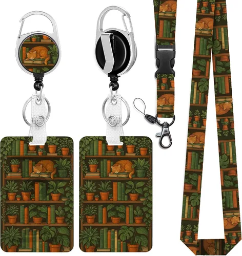 Miniatura 16 de Cordones azul bebé para llaves Portador de Insignias, Carrete de Insignias Retráctil con Clip de Mosquetón y Cordón Desmontable, Linda Tarjeta