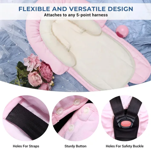 Miniatura 4 de COOLBEBE Juego de soporte y fundas de correa para bebé recién nacido, almohadillas extra suaves para asiento de automóvil, perfecto para asientos