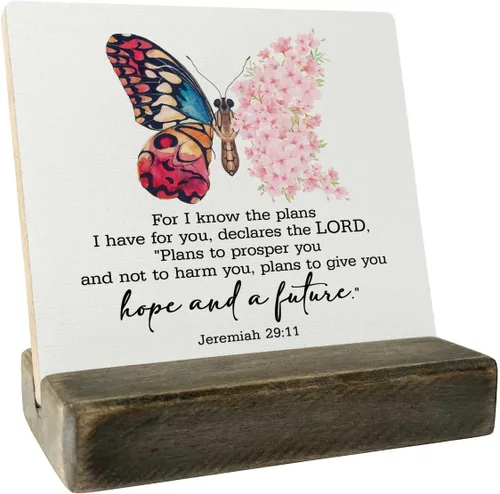 Miniatura 19 de Placa de Madera con Cita Cristiana - Números 6:24-26 - Que el Señor te Bendiga y te Mantenga, Soporte de Madera, Versículo de la Biblia como Regalo