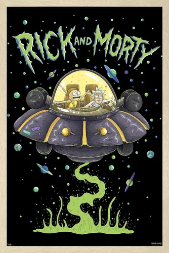 Miniatura 7 de Trends International Rick And Morty - Póster de pared de barco, 14.725 x 22.375 pulgadas, versión enmarcada de madera de granero