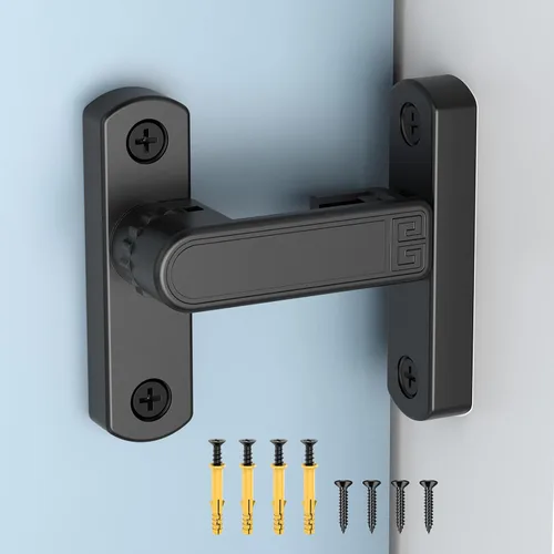 Cerradura de puerta corrediza de granero de 90/180 grados, cerraduras de puerta de seguridad de aleación de zinc ajustables y pestillos para