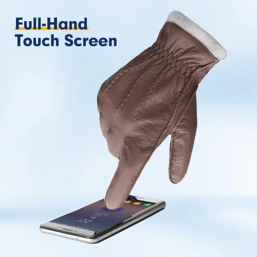 Miniatura 2 de MGGMOKAY Guantes de cuero para hombre, guantes de piel de ciervo suave con forro de cachemira