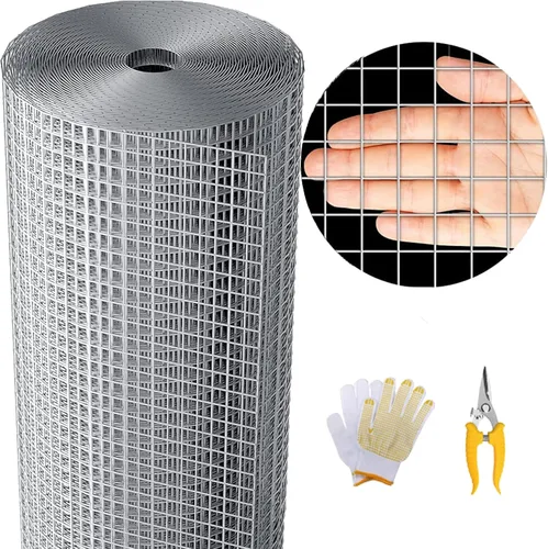 Tela de hardware de malla de alambre fino de 1/2 pulgada de 24 pulgadas x 100 pies, valla de alambre de pollo calibre 19 con alicates de corte y un