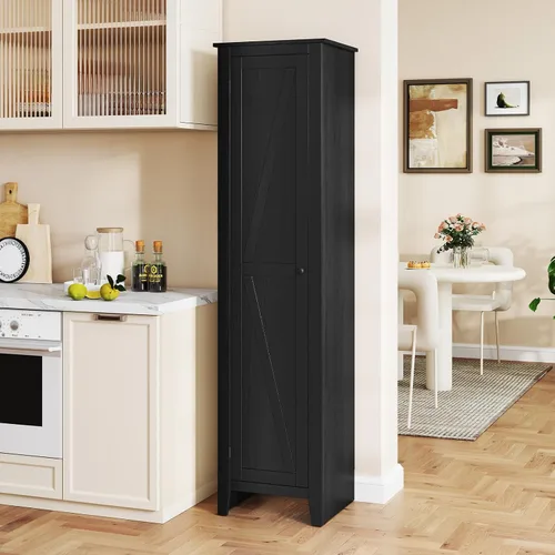 Miniatura 8 de Giantex Gabinete de Almacenamiento Alto Independiente Torre de Almacenamiento de Piso con Cuatro Estantes y Una Sola Puerta, Gabinete Estrecho