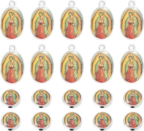 40 piezas de Nuestra Señora Virgen María cuentas y encantos Medalla Rosario Floral Centro de mesa Crucifijo Pulsera Collar Colgantes Colgantes Dijes