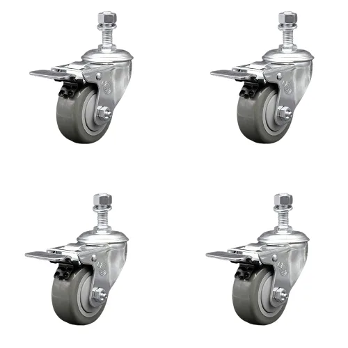Miniatura 26 de Rueda giratoria de poliuretano con vástago roscado con rueda gris de 3 x 1.25 pulgadas y vástago de 1/2 pulgada - Capacidad de 300 libras/ruedas