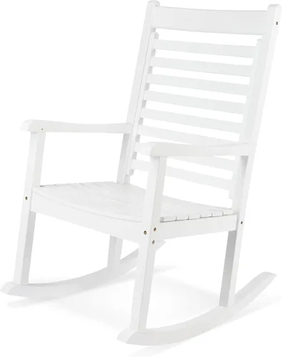 Miniatura 8 de Silla mecedora de madera moderna de Shine Company, balancín de porche ergonómico de asiento ancho, color negro