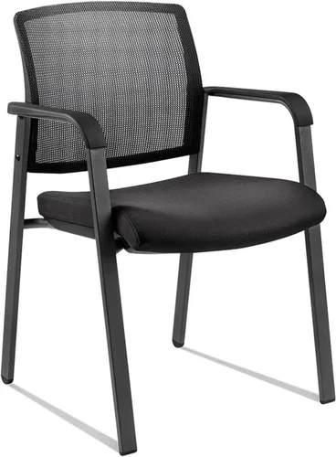 Miniatura 26 de CLATINA Sillas de oficina apilables para recepción de invitados con brazo, silla de sala de espera con respaldo de malla con asiento de tela Negro