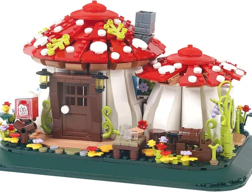 Miniatura 8 de 1881 piezas de bloques de construcción de cabaña de madera de pueblo pesquero con iluminación LED, ideales creativos, juegos de construcción